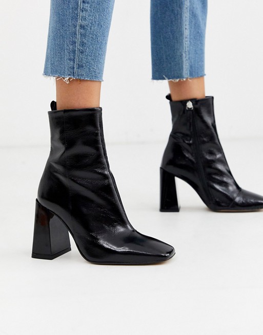 Office Altogether square toe leather heel boot
