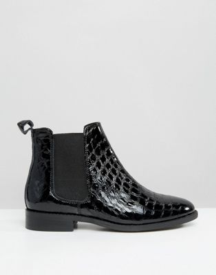office croc patent ankle boots