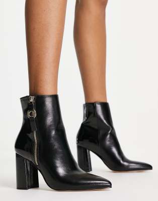 Office Amy pointed block heel ankle boots in black