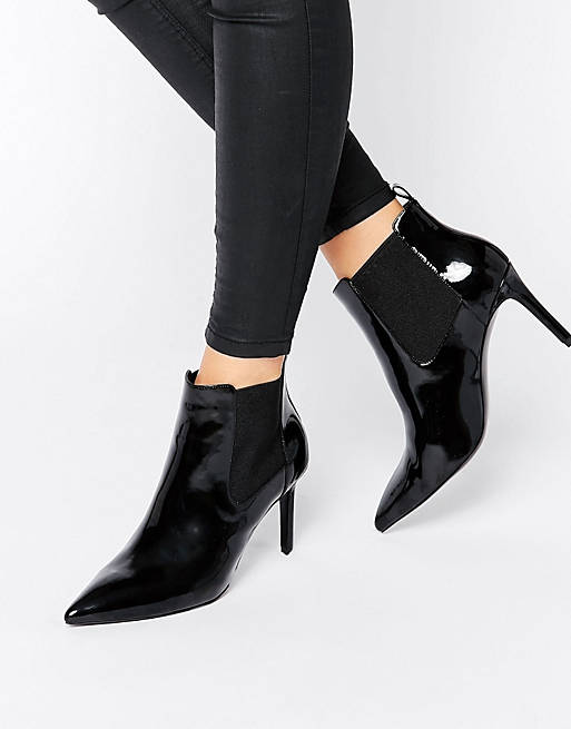 Office Angle Point Heeled Ankle Boots