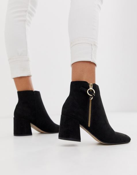 Office – Anthea – Ankle-Boots in Wildlederoptik mit mittelhohem Absatz und Reißverschluss seitlich