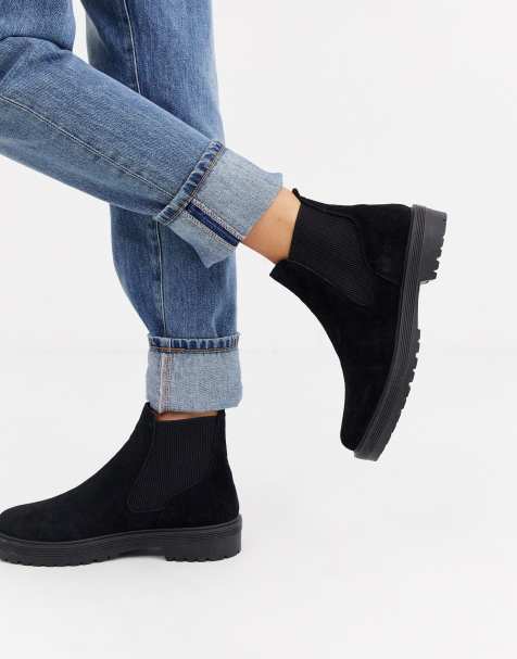 Office – Archie – Flache Chelsea-Stiefel aus schwarzem Wildleder