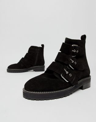 Office Artillery chunky black suede 