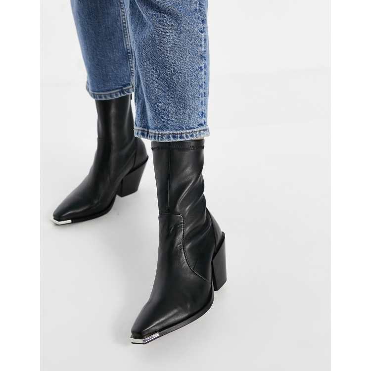 OFFICE Ashen Ankle Boots im Westernstil aus schwarzem Leder ASOS