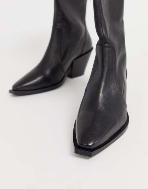 Office - Ashen - Bottines à talons mi-hauts en cuir - Noir