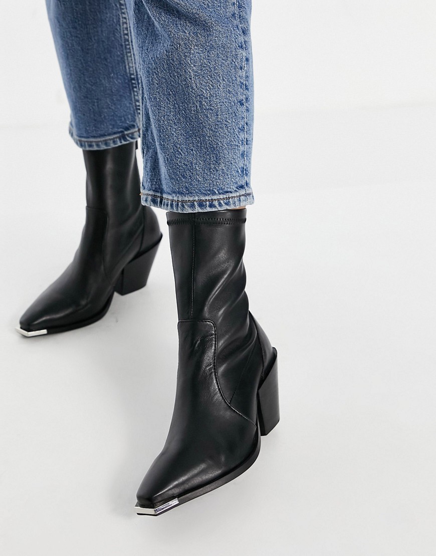 OFFICE Ashen western ankle boots in black leather