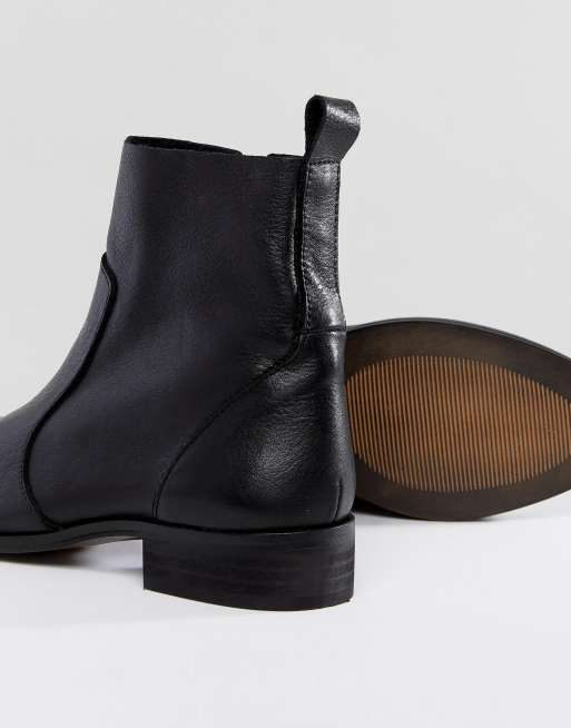 Leather flat ankle boots sale