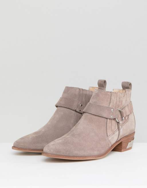 Taupe western shop ankle boots