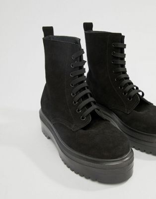 black suede boots flat
