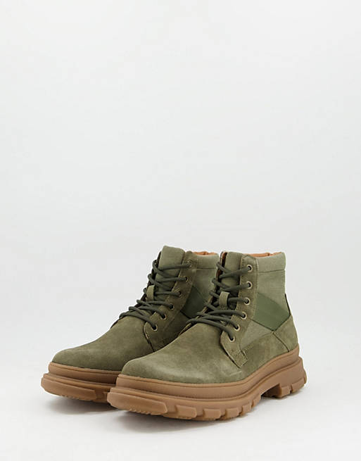 Office binley lace up boots in khaki 