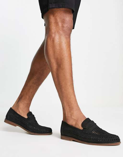 Office - Chiswick - Geweven leren loafers in zwart 