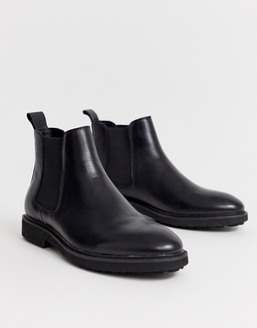 Office chunky chelsea boots in black leather