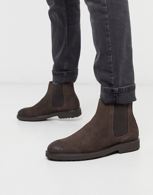 Office chunky chelsea boots in brown Leather