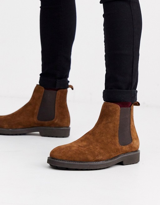 Office chunky chelsea boots in Tan suede | ASOS