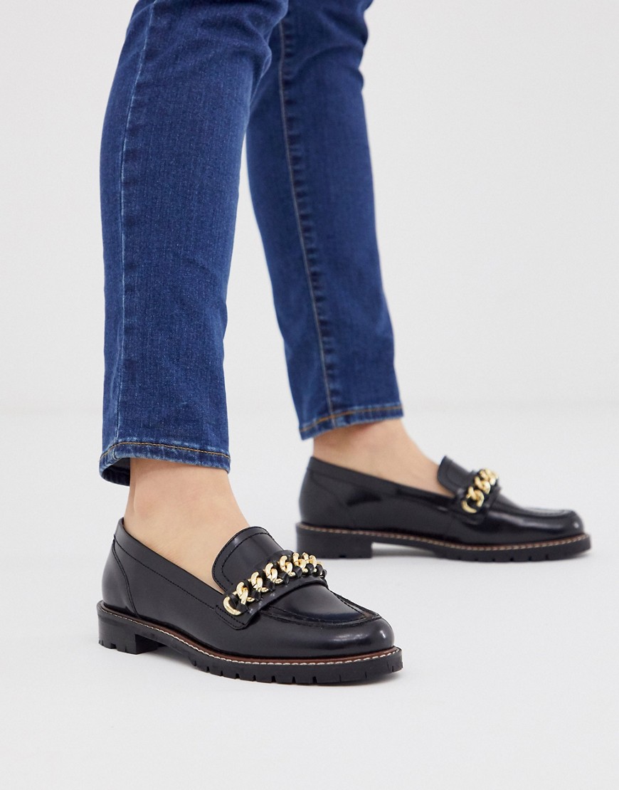 Office Fanella chunky flat loafer with chain detail-Black