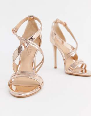 rose gold heels strappy