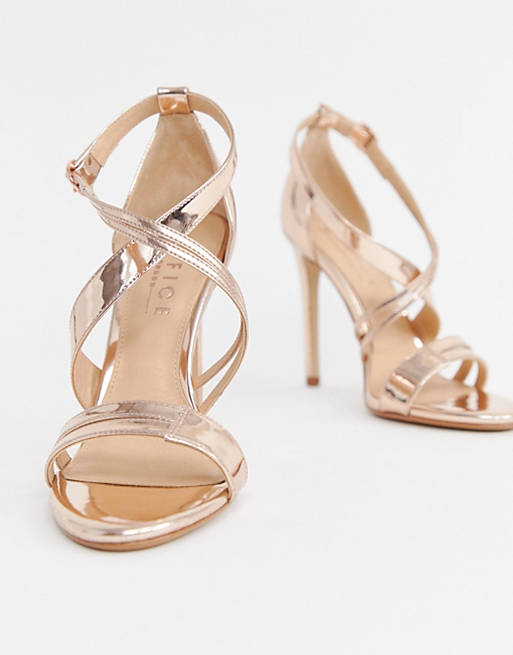 Office Hagan rose gold strappy heeled sandals