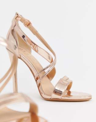 strappy rose gold shoes