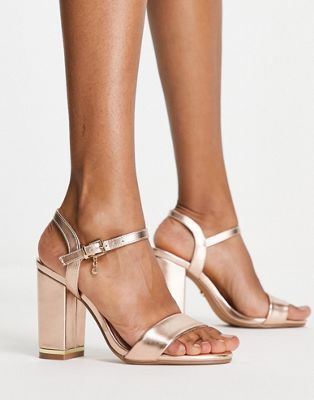 Office Hailey block heeled sandals in rose gold - ASOS Price Checker