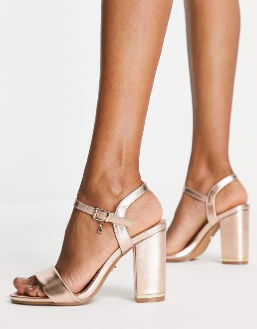 Office Hailey block heeled sandals in rose gold | ASOS