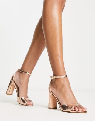 Office Office hesitation heeled sandals in rose gold