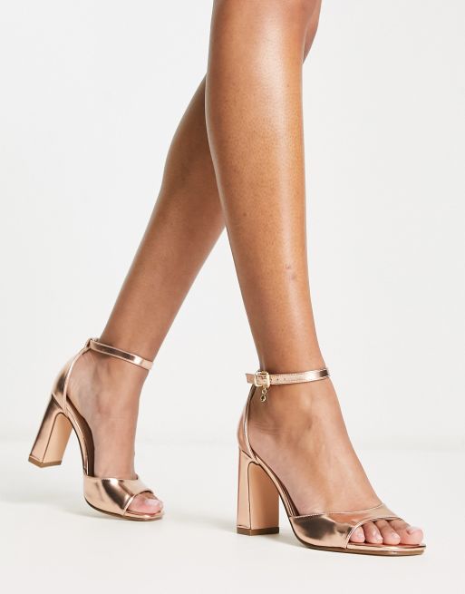 Rose gold shop shoes block heel