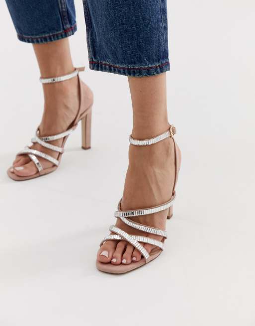 Kaylee Wire Stretch Heeled Sandals (Nude) – Belle Avi