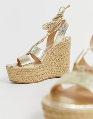 gold tie up wedges