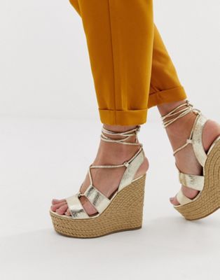 yellow tie up wedges