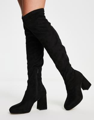 office black suede knee high boots