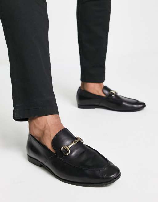 Office lemming bar loafers in black leather | ASOS