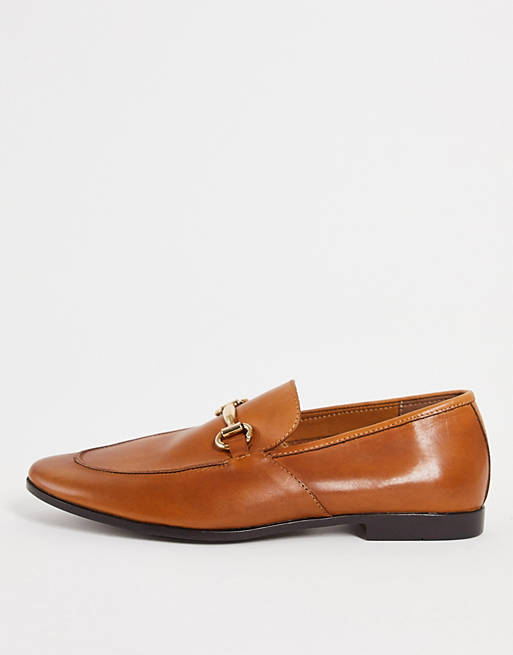 Office lemming bar loafers in tan leather | ASOS