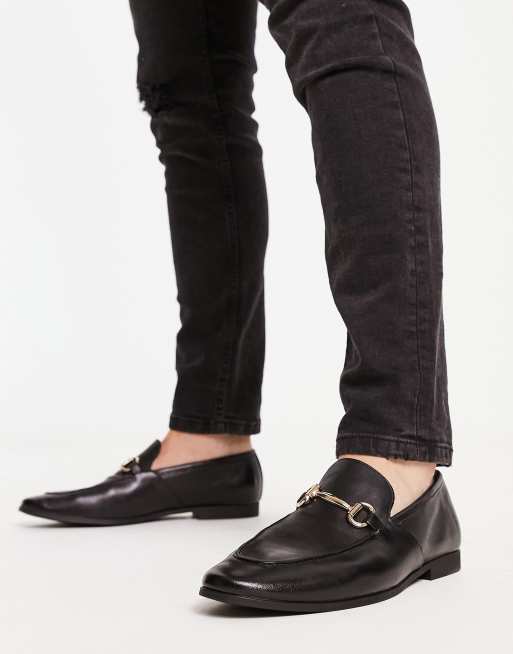 Office - Lemming - Leren loafers met staafje in zwart