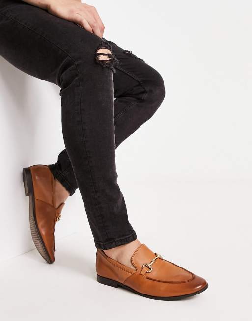 Office Lemming Loafer aus hellbraunem Leder mit Stegdetail ASOS