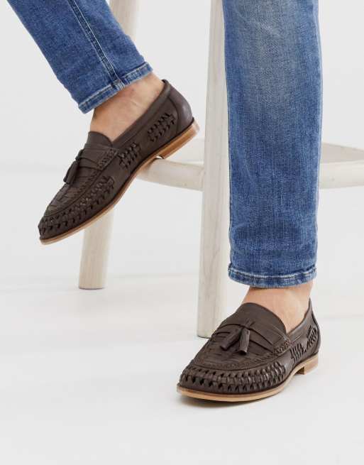 Office Lewisham woven tassel loafers in brown leather | ASOS