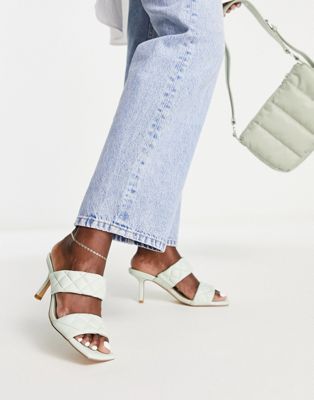Office Madina stilletto mule heeled sandals in sage - ASOS Price Checker