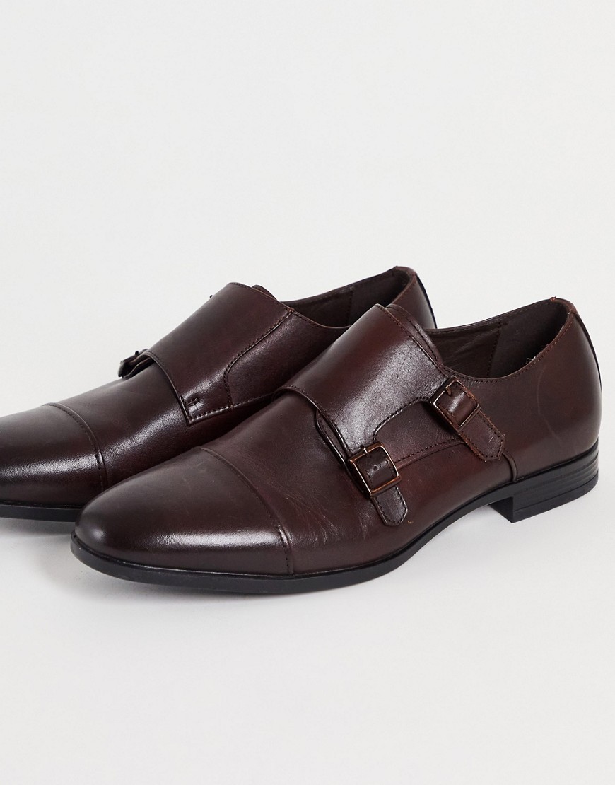 Office Madison Monk Shoes In Brown Leather