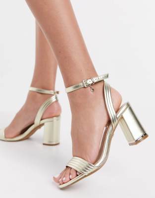 OFFICE maisie block heeled sandals in gold