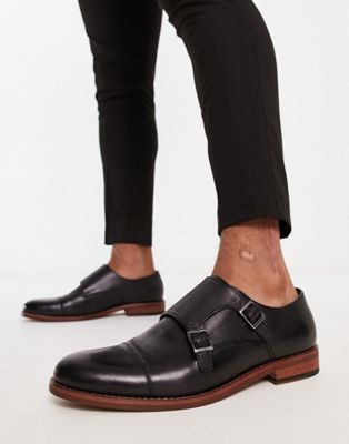 Office malvern monk shoes in black leather  - ASOS Price Checker