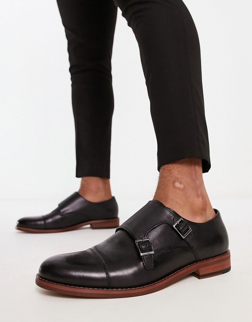 Office Malvern Monk Shoes In Black Leather