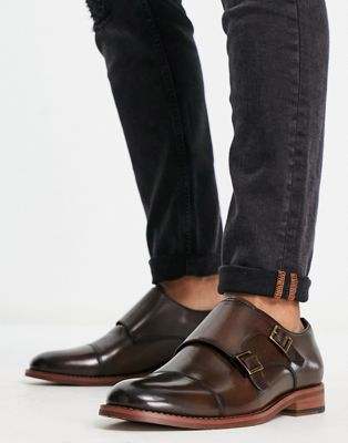 Office malvern monk shoes in brown leather