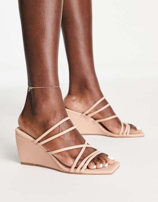 Office Manado strappy wedge heeled sandals in beige | ASOS