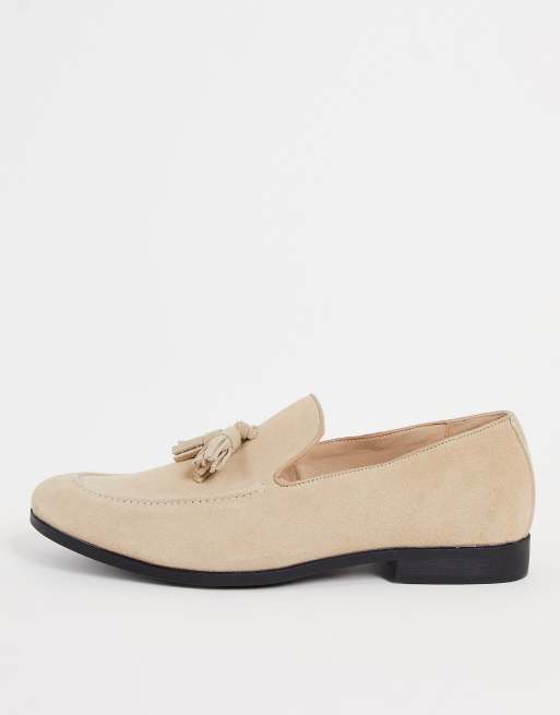 Office – Manage – Beige loafers i mocka med tofsar