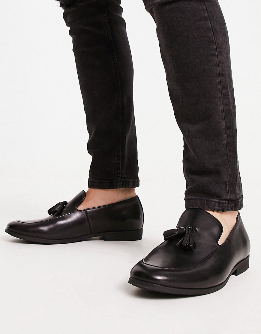 Office Manage Tassel Loafers In Black Leather
