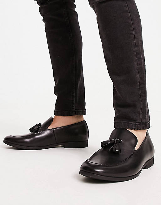 Office manage tassel loafers in black leather | ASOS