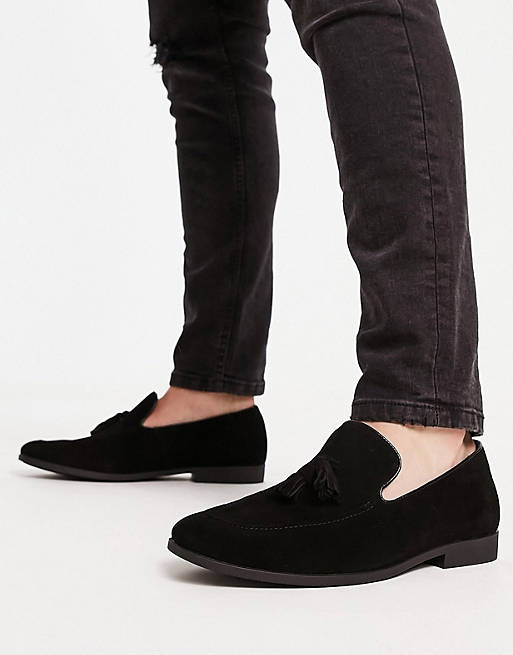 Office Manage tassel loafers in black suede