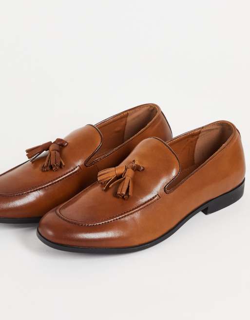 Office Manage tassel loafers in tan leather ASOS