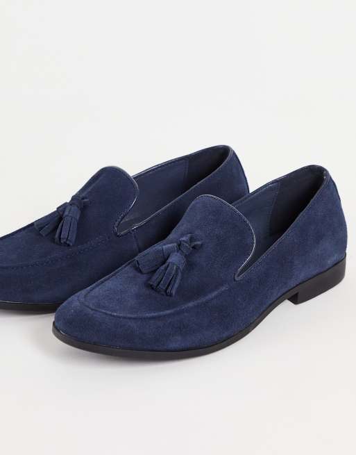 Asos navy loafers online