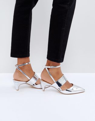 metallic kitten heel shoes