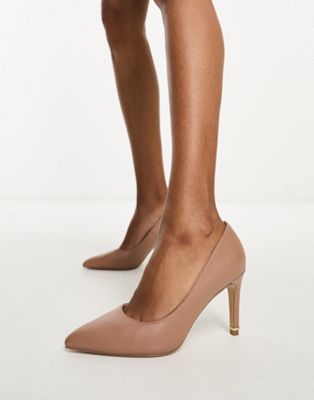 Office marine heeled court shoes in beige  - ASOS Price Checker